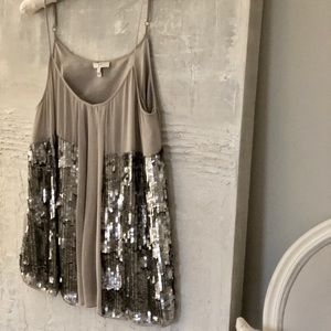 Gray Joie flowy cami with silver sequins